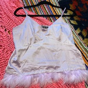 Nasty Gal satin feather pajama top